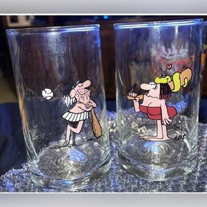 1981 Arby's B.C. Ice Age Collector's Series 2 Glasses New vintage